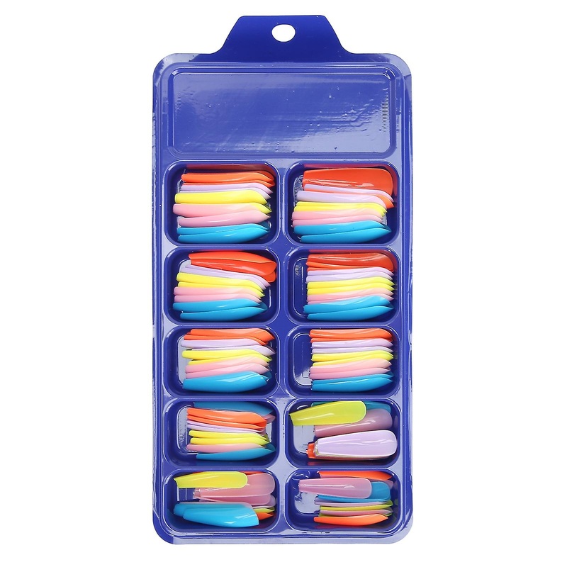 Pure Color Full Cover Nail Tips Home Salon Stylish Colorful Fake Nail Manicure Tool 05