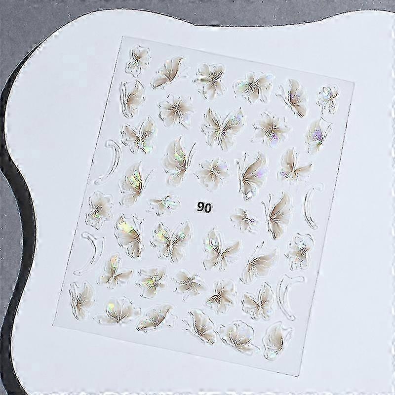 Shining Tulip Embossed Butterfly Nail Stickers 3D Nail Art Design Decoration Decals DIY Aurora Crystal Manicure Stickers Salon