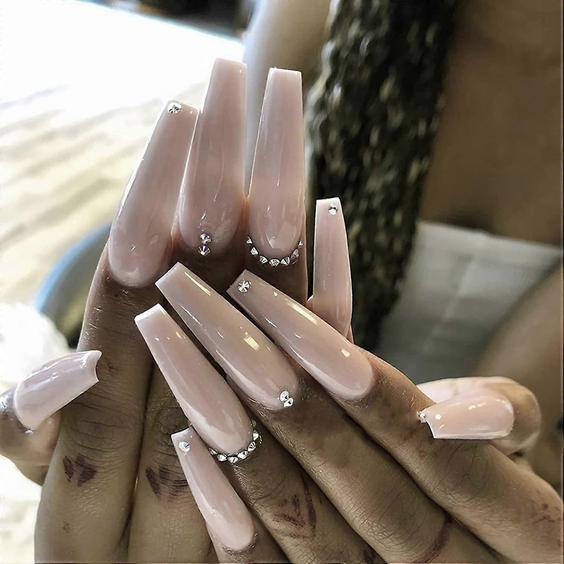 Square Fake Nails, Medium Length Press on Nails Cute Glossy Full Cover False Nails Full Cover Acrylic Nails