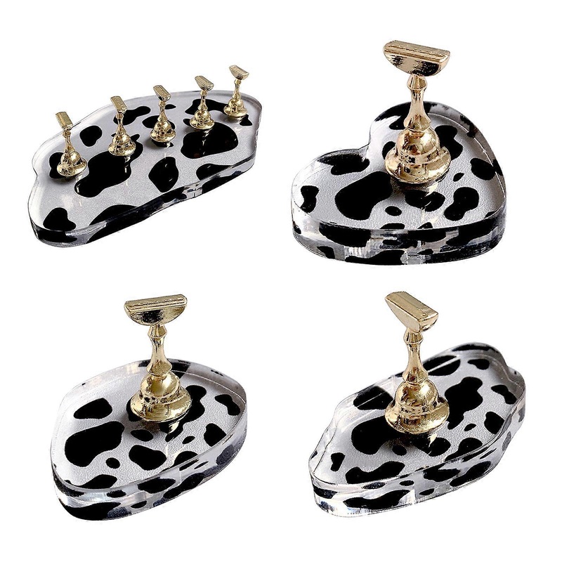 1 Set Nail Art Holder Practice Stand Magnetic Nail Stand Tips Holder Cow Fingernail DIY Training Practice Display Stand  Gold