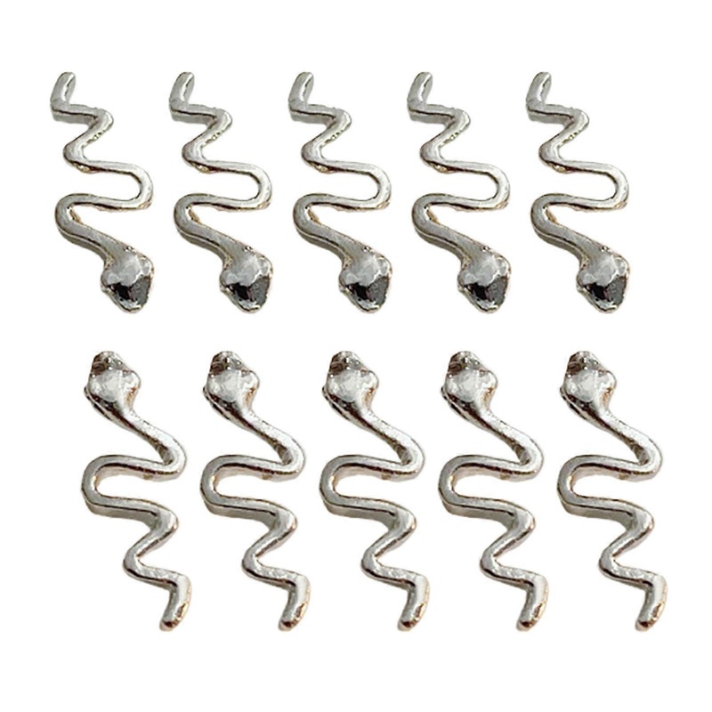 10 Pcs Snake Nails Charms Snake Shape Nails Art Charms Multiple Color Nails Charms Nails Art Decorations for New Year  06