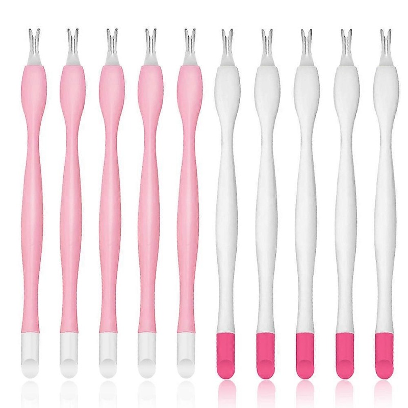 10Pcs Stainless Steel Cuticle Trimmer,Plastic Handle And Silicone Tail End Cuticle Tool For Nail Art-Style2