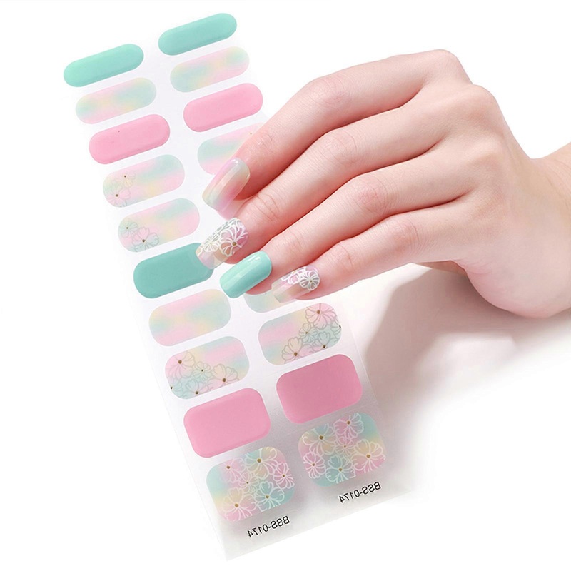 20 Posts Nail Art Stickers UV Gel Polish Nail Wraps Strips Full Cover Colorful Nail Polish Stickers Decals Manicure Tool