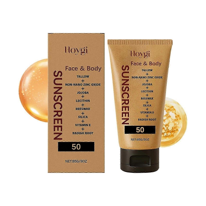 Beef Tallow Sunscreen, SPF 50 Tallow Sunblock Lotion, Non-Greasy Broad Spectrum Cream, Moisturising Skin Protection for Face Body, Natural Daily Sun C