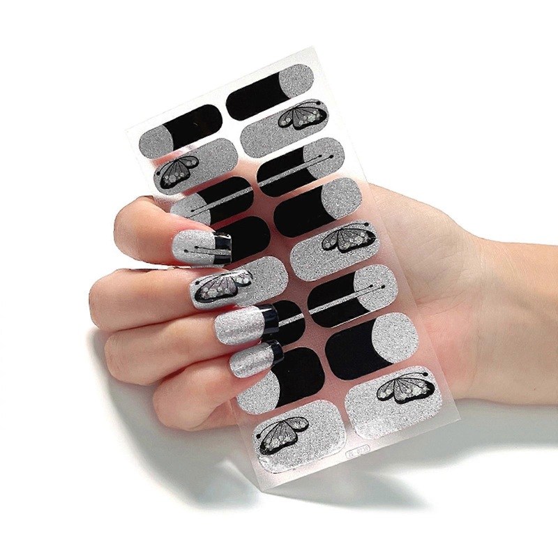 1 Sheet Full Wraps Nail Decals Nail Polish Strips Stickers DIY Glitter Nail Adhesive Nail Art Sticker for Women Girls