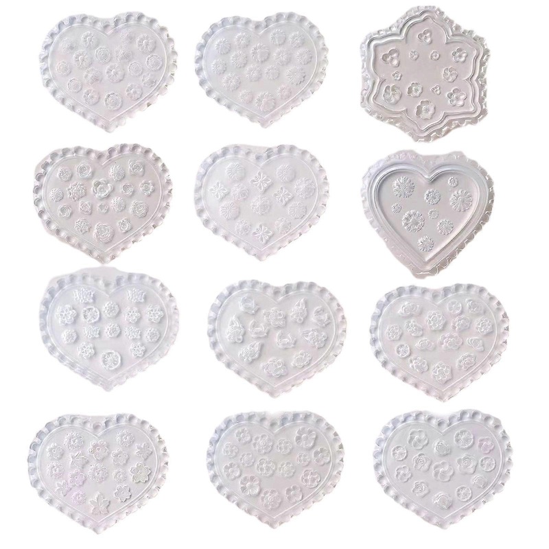 12pcsFlower Embossing Silicone Mold Nail Art Carving Molds for DIY Nail Art Decoration Manicure Carving Mould Clay Molds