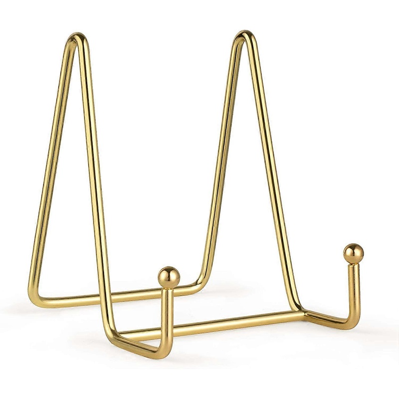 2 Pack 4 Inch Plate Display Stands - Gold Metal Easel Stand, Plate Holder Display Stands, Picture Frame Holder Stands for Display Photos, Platter, Dec
