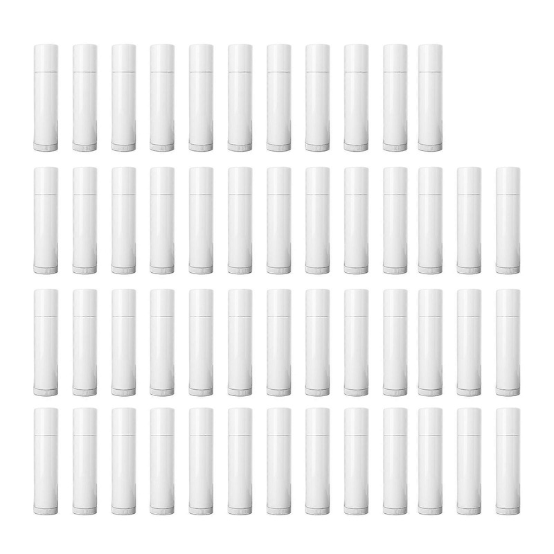 50Piece Empty Lipstick Tube 5g White Plastic Lip Balm Containers for DIY Homemade Lip Care Products