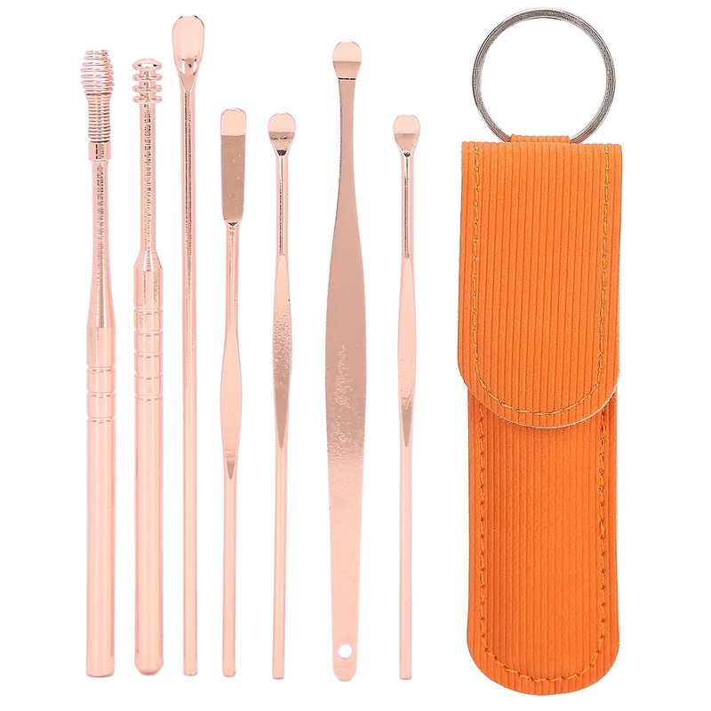 7Pcs Portable Ear Pick Set Stainless Steel Ear Spoon Cleaner Spiral Earwax Removal Tools