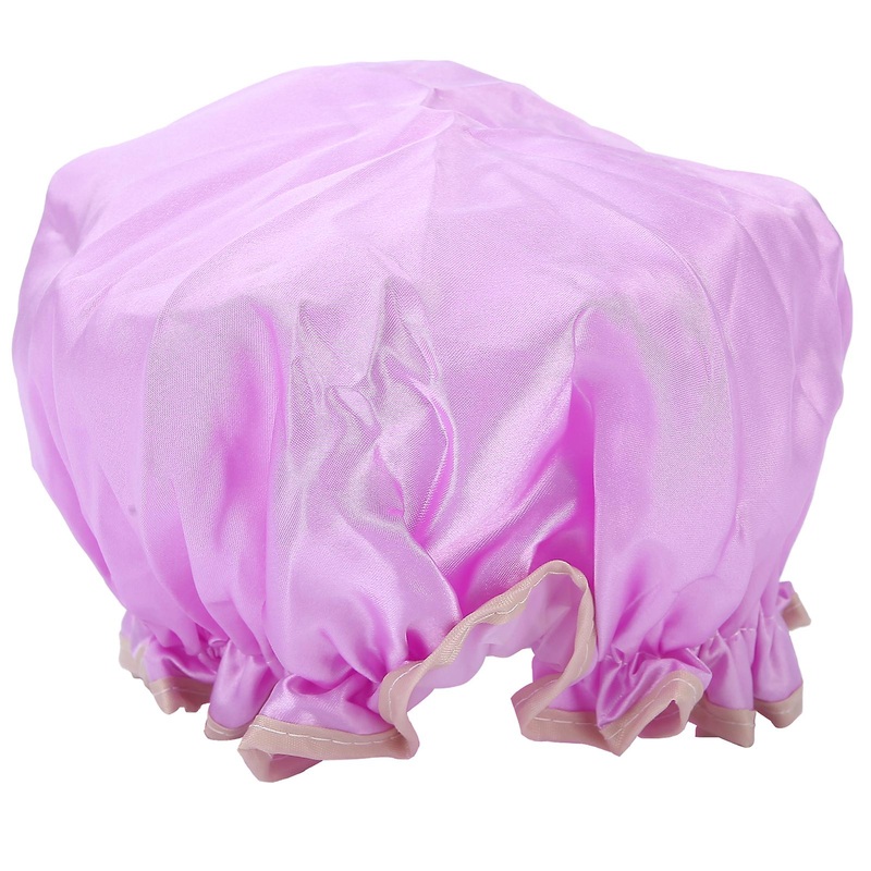 Bath Hair Caps Elastic Band Shower Caps Waterproof Reusable Bath Hats for Women Purple