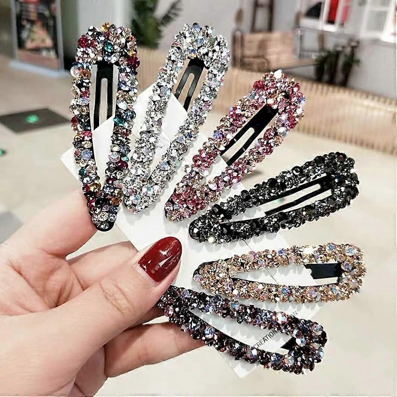 Sparkly AB Crystal Hair Clips Fashion Large Hair Barrettes Wedding Decorative Bling Czech Diamond Hairpins Handmade Rhinestone Snap Clips Hair Accesso