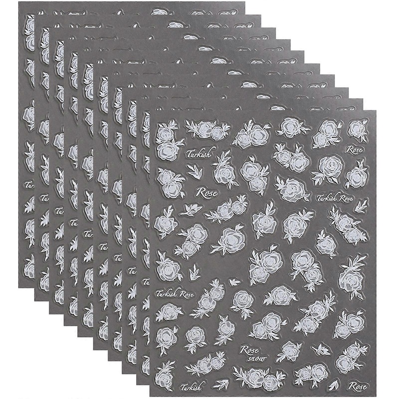 10 Sheets Flower Nails Art Stickers Self-Adhesive Floral Nail Decals Gothic Flower Nails Stickers Nails Art Decorations