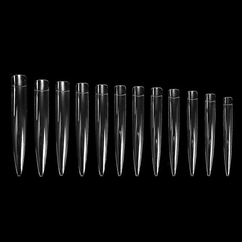120pcs Clear Nail Tips Long Artificial Nails for Manicures and Nail Art for Easy Application Assorted Sizes  Transparent