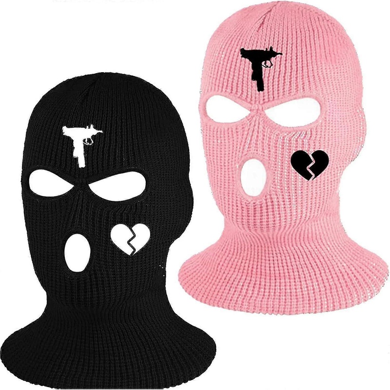 2 Pcs 3 Hole Uzi Balaclava Ski Mask Knitted Face Cover Full Face Mask For Men Women Winter Outdoor Sports