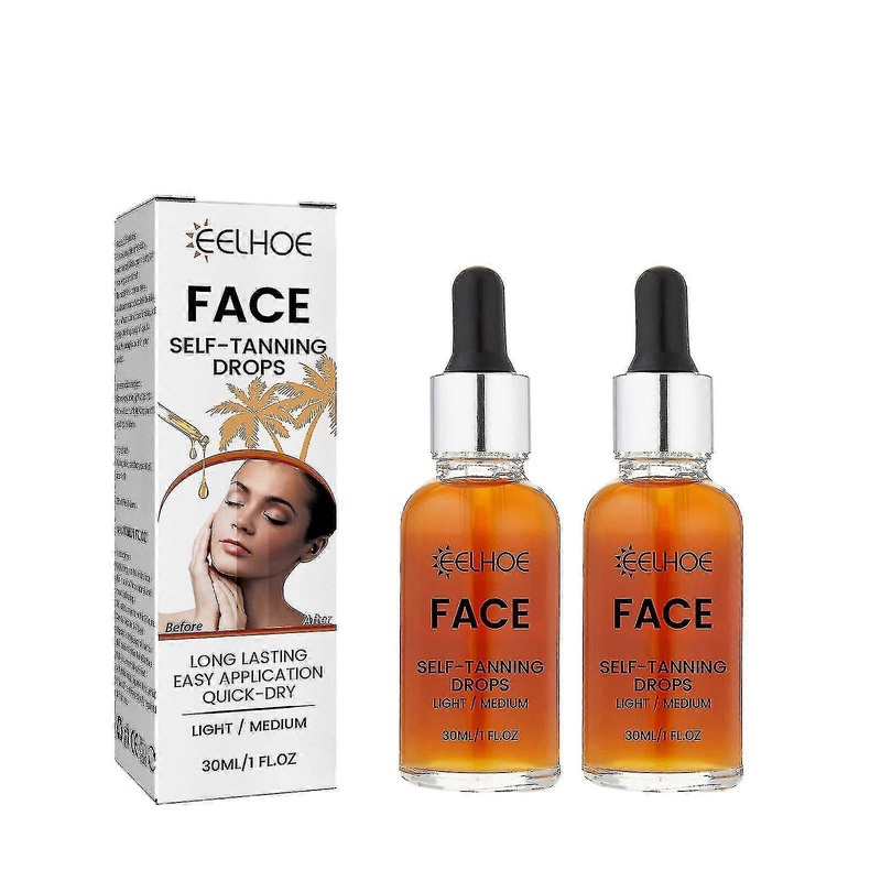 2pcs The Face Self Tan Drops, Light/medium (30 Ml) Add Tanning Drops To Skin Care For Custom Face Tan