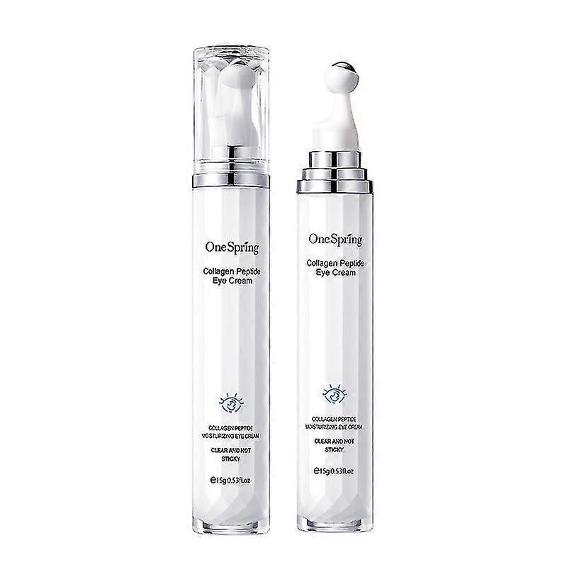 Collagen Peptide Eye Cream with Massage Roller Long-lasting Moisturizing Lift Tighten Anti-wrinkle Anti-aging Eye Cream 15g