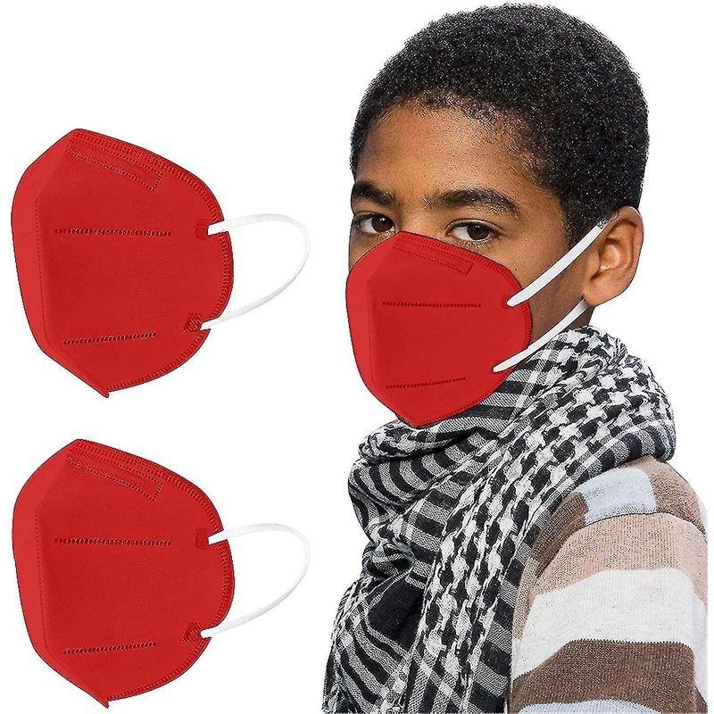 10 Pieces Children's Printed Face Mask - Multicolored (red)