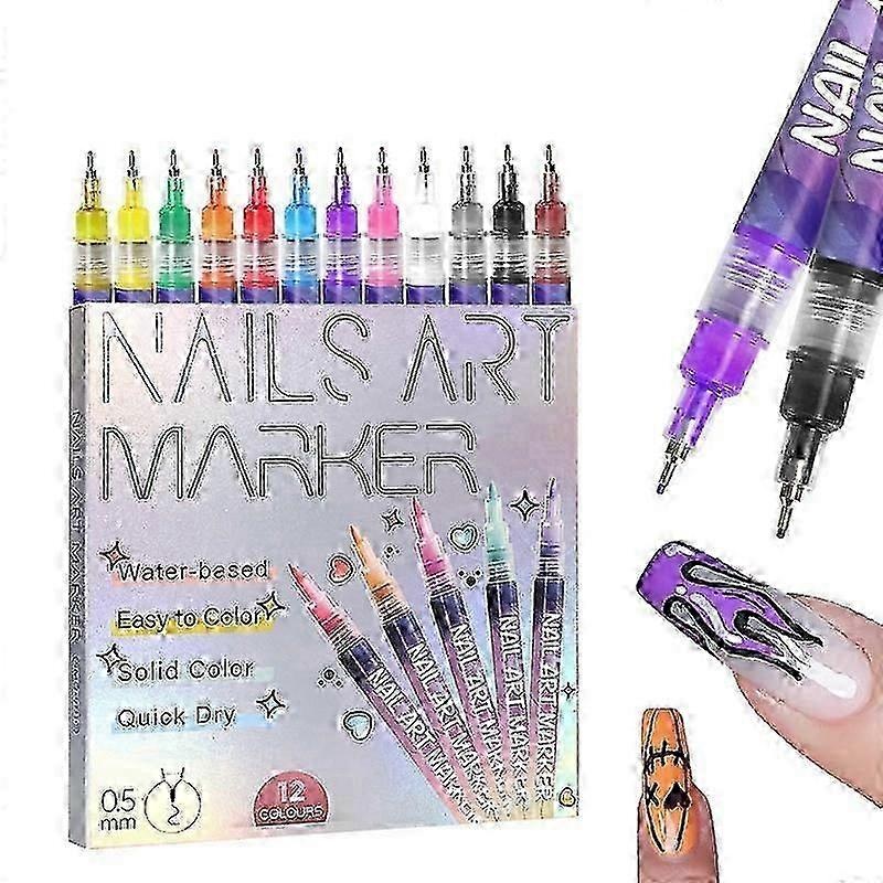 12 Color 3d Nail Art Pens Set, Nail Polish Pens