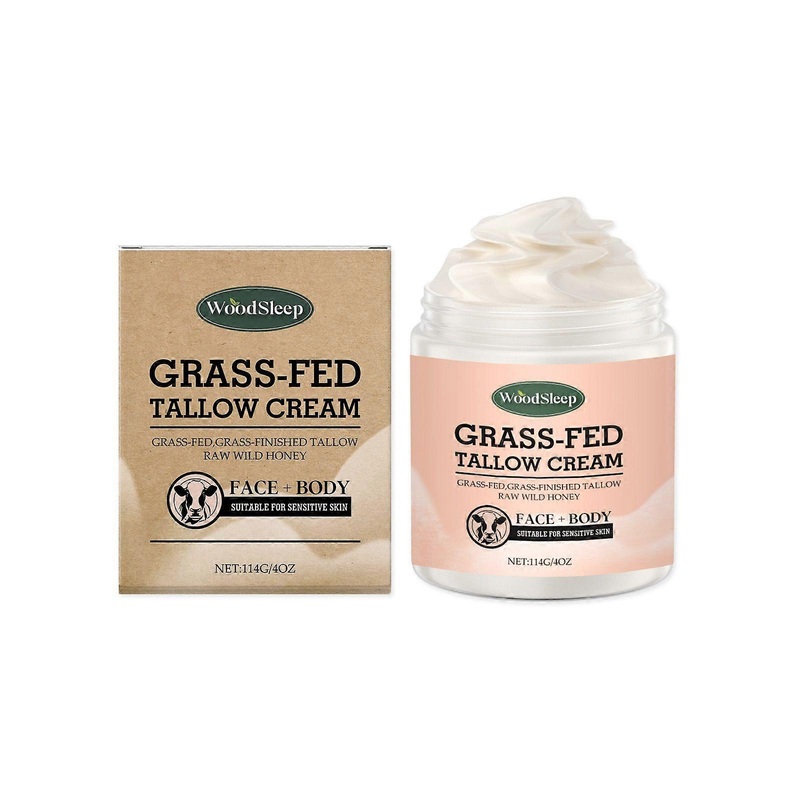 Beef Tallow, Grass-Fed Beef Tallow Cream With Honey And Bee Wax, Face And Body Hydration Suitable For Most Skin Types