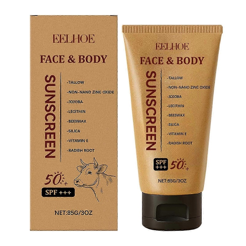 Beef Tallow Sunscreen Natural Mineral Sunscreen SPF50 Sweat Water Resistant Unscented Sun Cream Skin Care Product