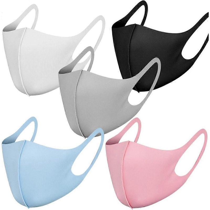 Fonepro 5 Pack Reusable Cloth Face Mask with Ear Loops Breathable Soft Washable Durable for Daily Public Use Black White Gray Pink Blue