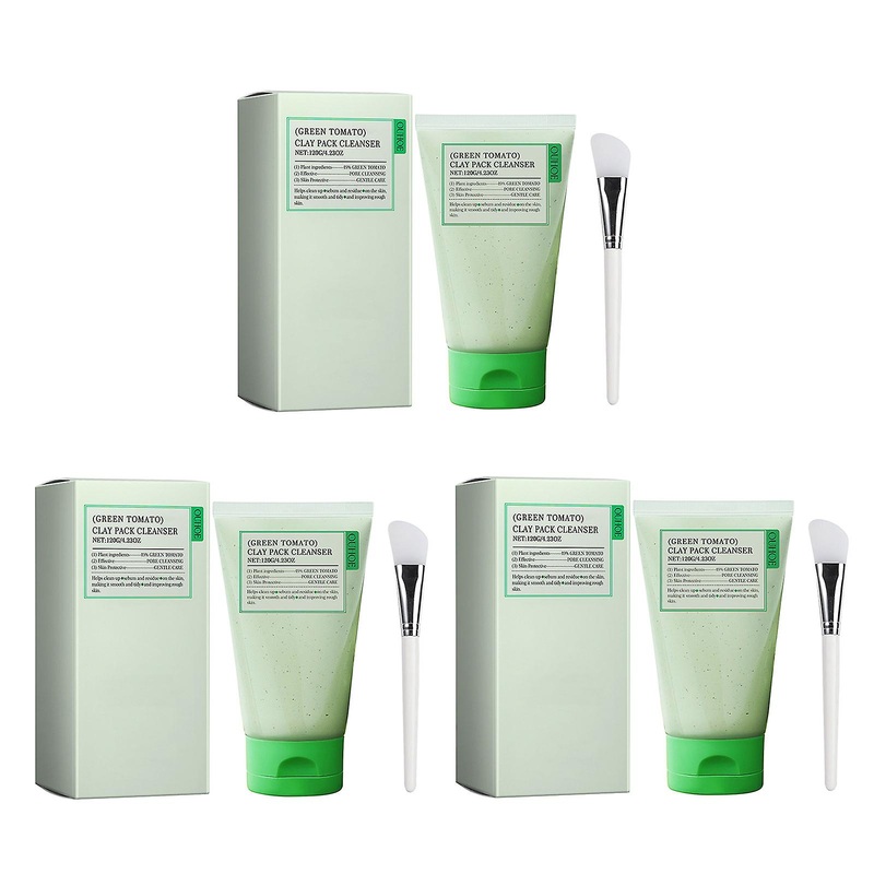 Green Tomato Clay Mask Cleanser with Natural Plant Extract Facial Cleanser for Adults Teens
