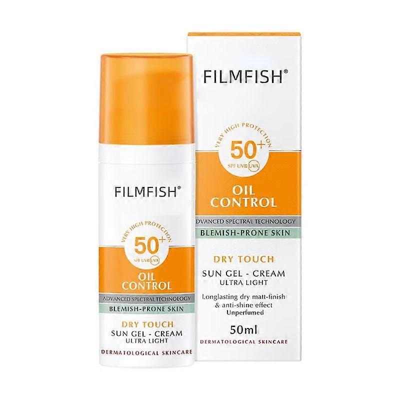 Oil Control Sun Gel Cream Dry Touch SPF 50, Unscented Tinted Sun Protection Gel for Sensitive, Oily and Acne-Prone Skin, Fast-Absorbing, Non Greasy, L