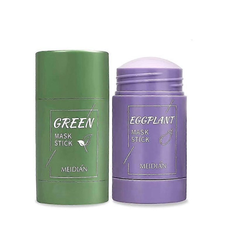 2 Pack Green Tea/eggplant Purifying Clay Stick Mask, Green Tea Cleansing Mask Blackhead Remover, Face Moisturizes Oil