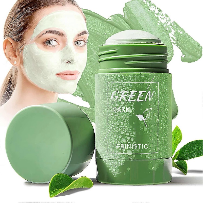 Green Tea Mask Stick Blackhead Remover Face Mask Clay Mask Purifying Oil Control Clean Solid Mask Moisturizing Acne Deep Pore Cleansing for All Skin T