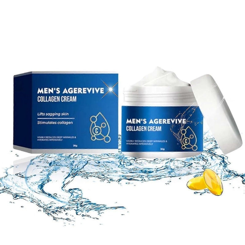 Mens Agerevive Collagen Cream, Collagen Men's Anti-aging Wrinkle Cream, Men's Collagen Cream With Hy