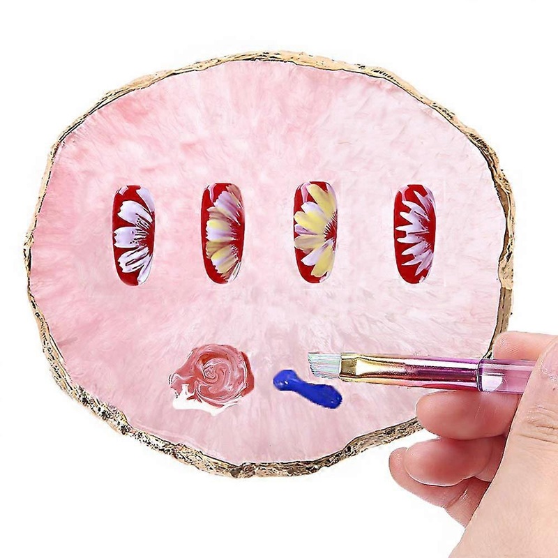 Resin Nail Art Palette, Polish Holder Drawing Color Palette, Nail Art Painting Gel Palette Manicure Tool (Pink)