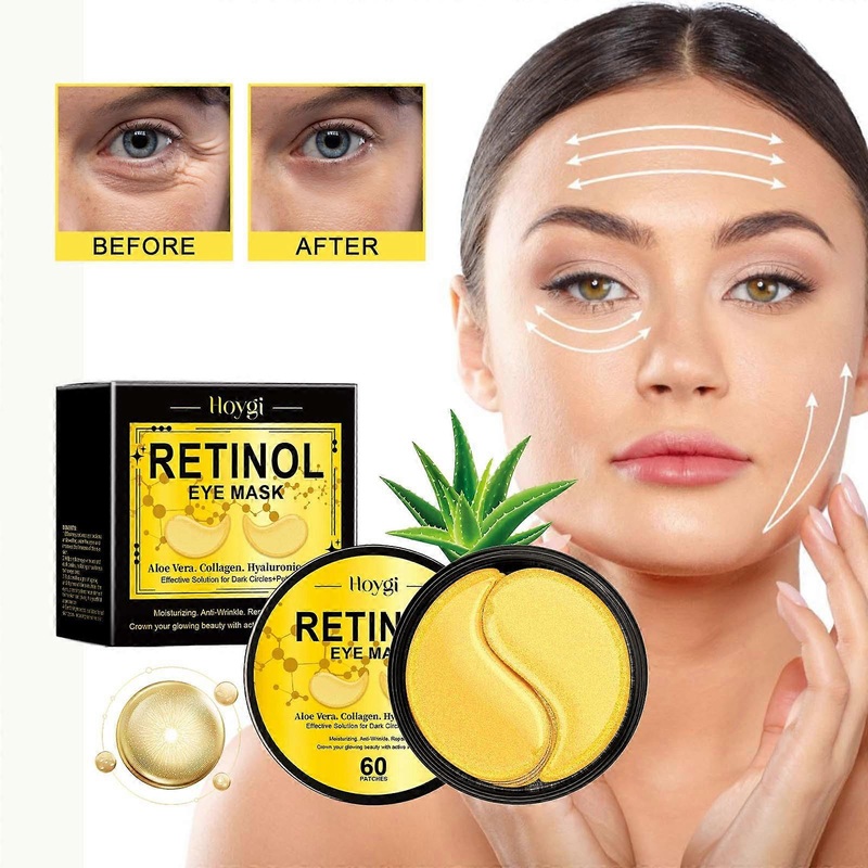 Retinol Eye Mask, 24K Gold Collagen Under Eye Patches for Dark Circles and Puffiness, Restoring Under Eye Patches Moisturizing Anti-Wrinkle