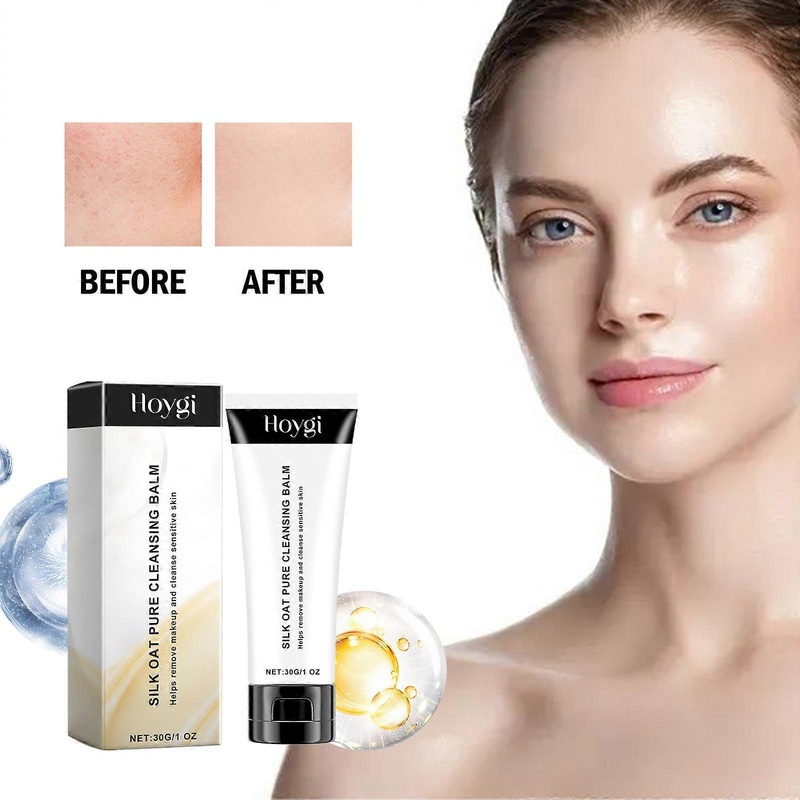 Silk Oat Pure Cleansing Balm, Oat Cleansing Balm, Rich Balm Removes Makeup and Impurities, Reduces Redness