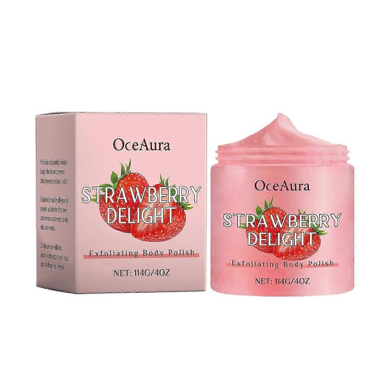 OceAura strawberry exfoliating scrub gently cleanses and moisturizes the body, leaving the skin smooth and supple