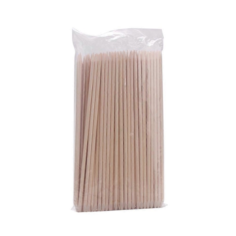 Skewer Craft Bamboo Sticks, Double Sided Design For Manicure And Pedicure, Natural Orange Wood Tools, Spade Shape For Nail Cleaning And Art,